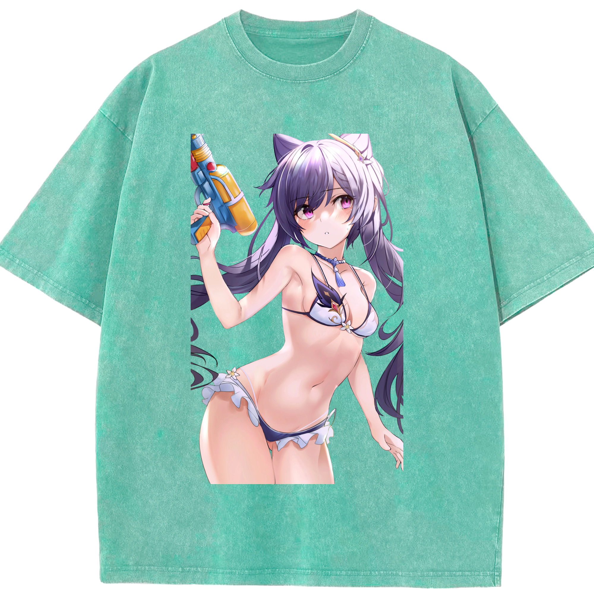 げんし神 刻晴 こくせい genshin Kokusei 綿100% ヴィンテージ風 半袖Tシャツ（フロントプリント）